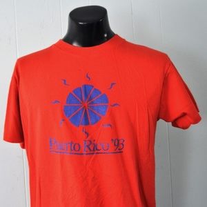 Vintage Tshirt Puerto Rico Red Bright Surf Sunset